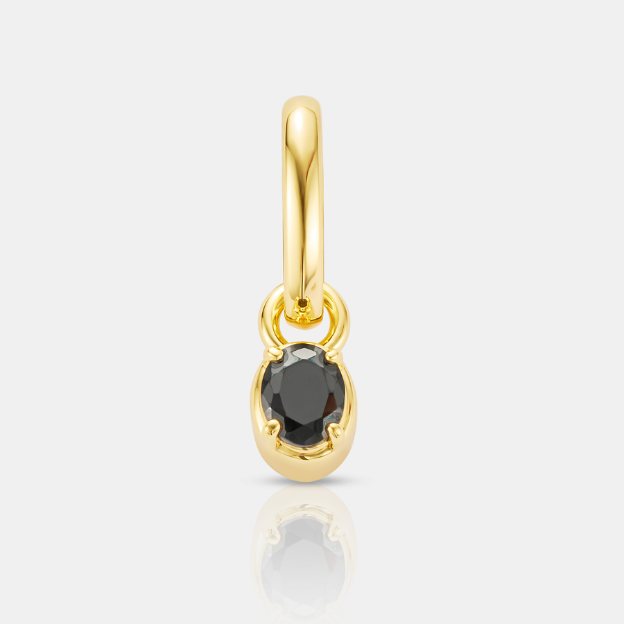 Mini Onyx Oval Pendant Necklace (Gold)
