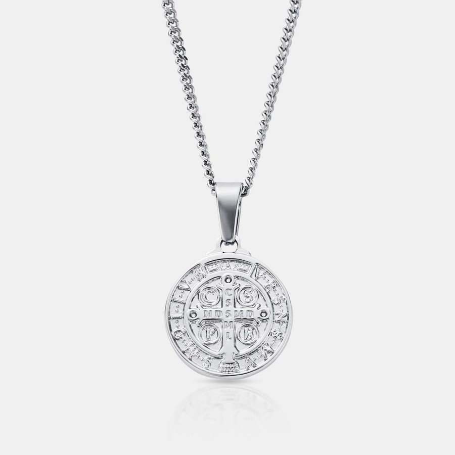 Saint Benedict Pendant Necklace (Silver)