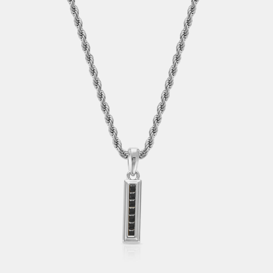 Mini Onyx Stone Totem Pendant Necklace (Silver)