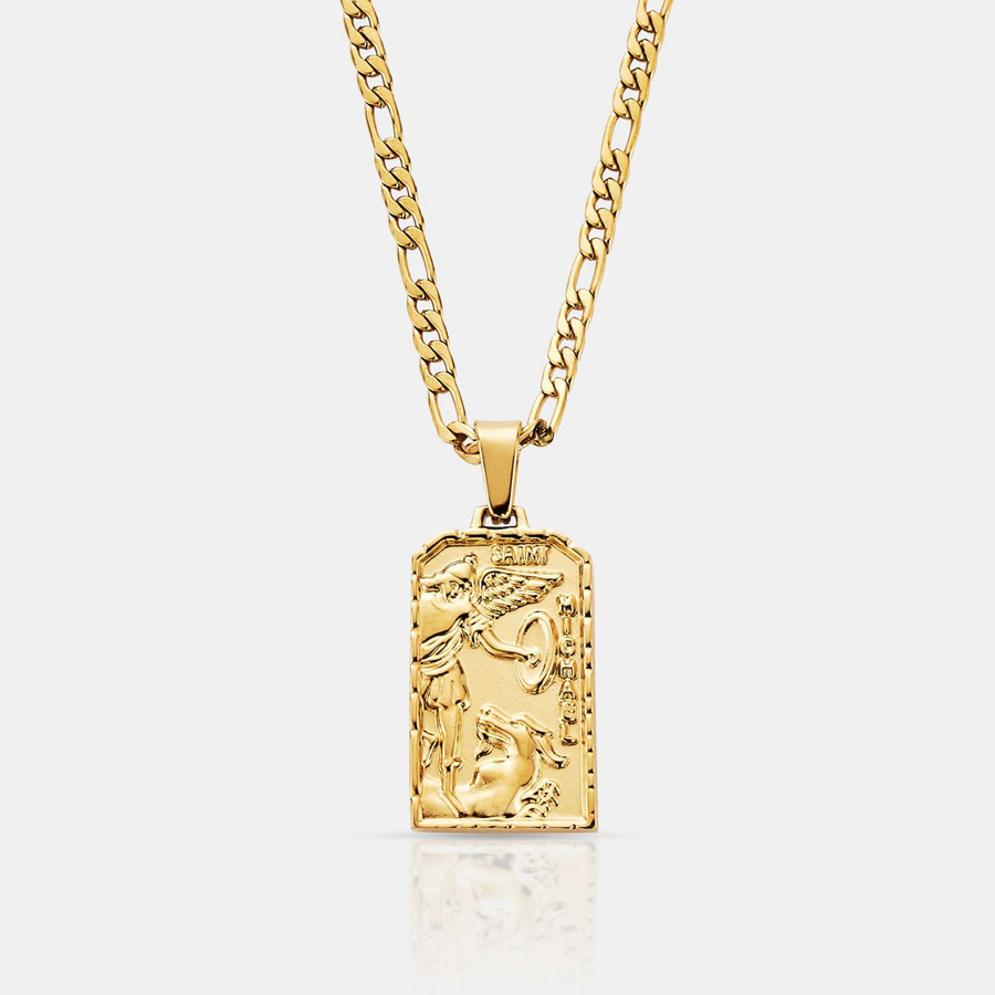 St. Michael Pendant Necklace (Gold)