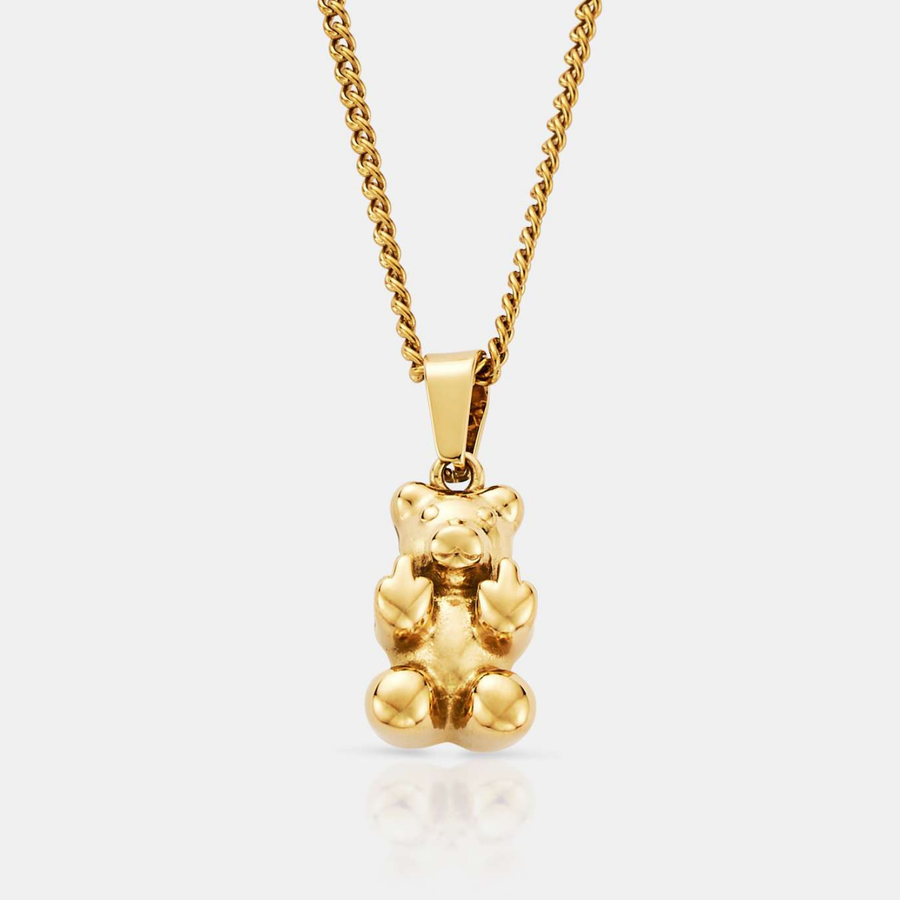 Offensive Bear Pendant Necklace (Gold)
