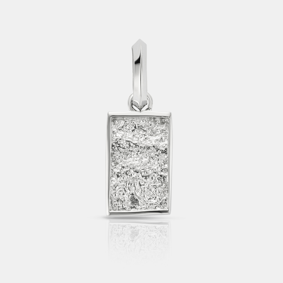 Mini Hammered Rectangle Pendant Necklace (Silver)