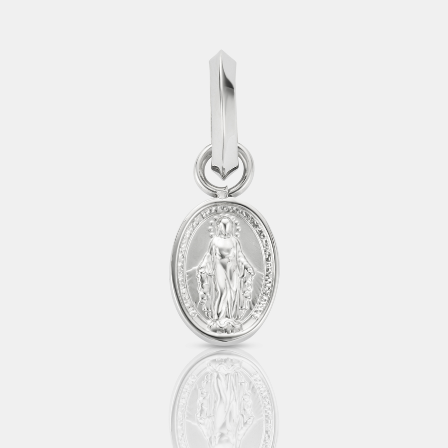 Mini Virgin Mary Pendant Necklace (Silver)