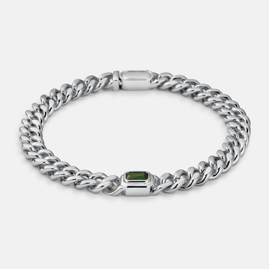 Emerald Cuban Bracelet (Silver) 6mm