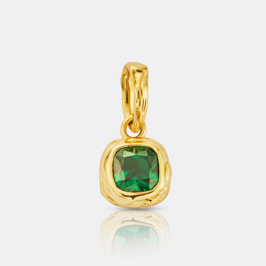 Melted Emerald Stone Pendant Necklace (18ct Gold) | Sterling Silver