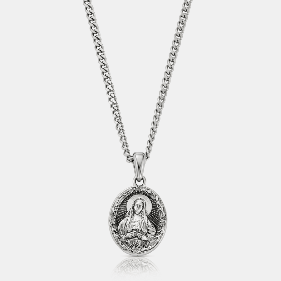 Our Lady of Grace Pendant Necklace (Silver)
