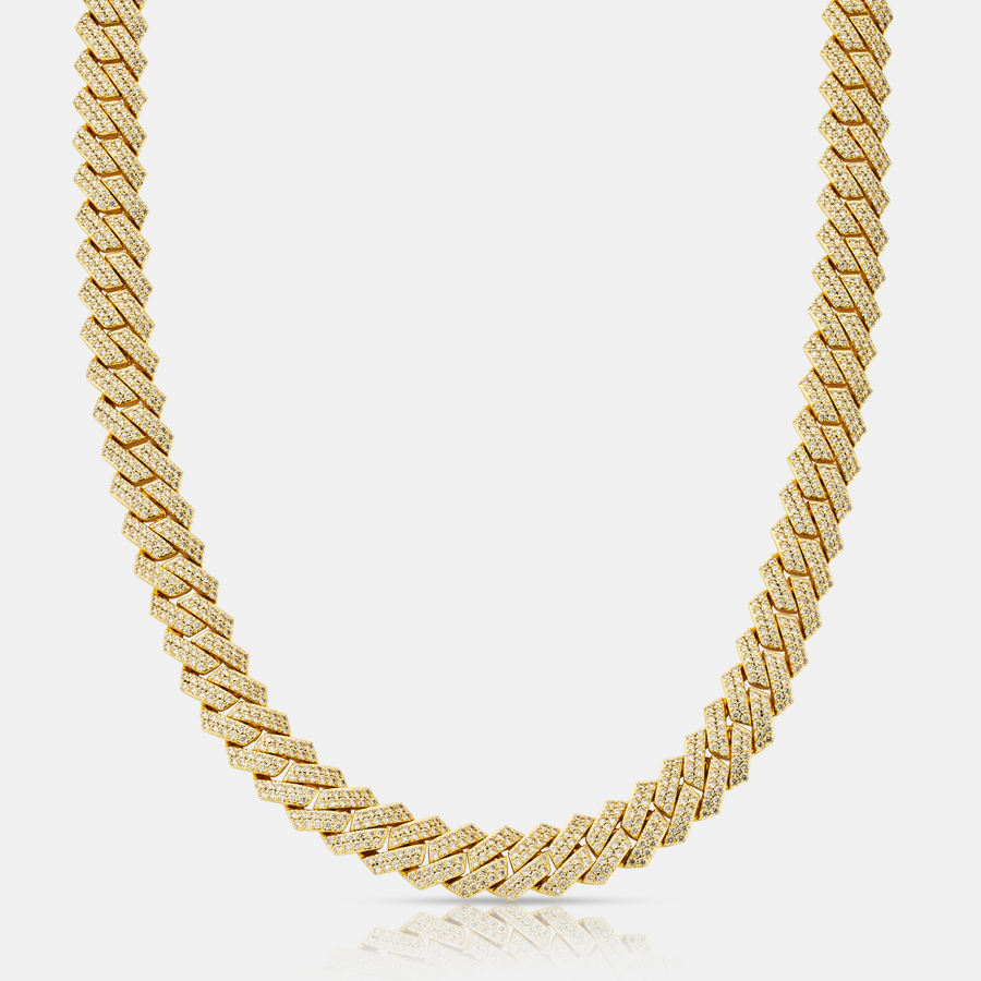 Prong Link Iced Cuban (Gold) 12mm