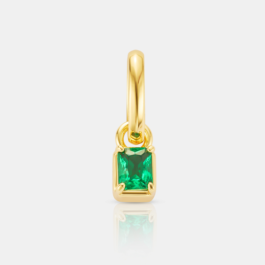 Mini Emerald Rectangle Pendant Necklace (Gold)