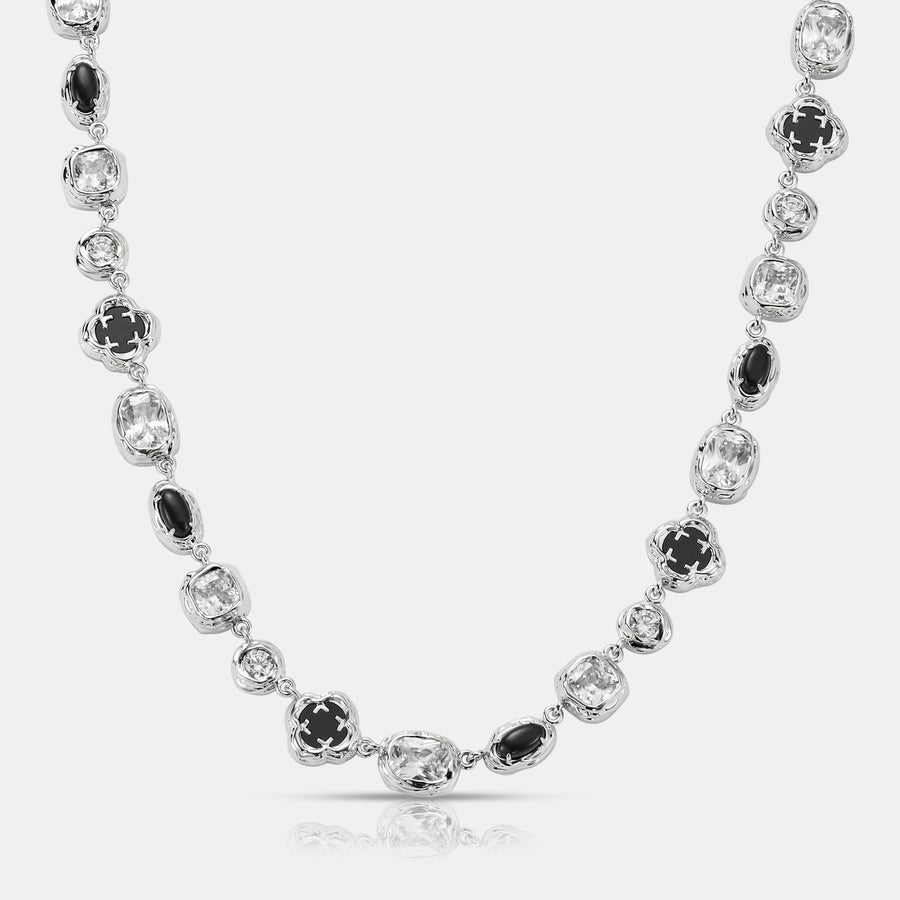 Melted Onyx Gemstone Necklace (Silver)
