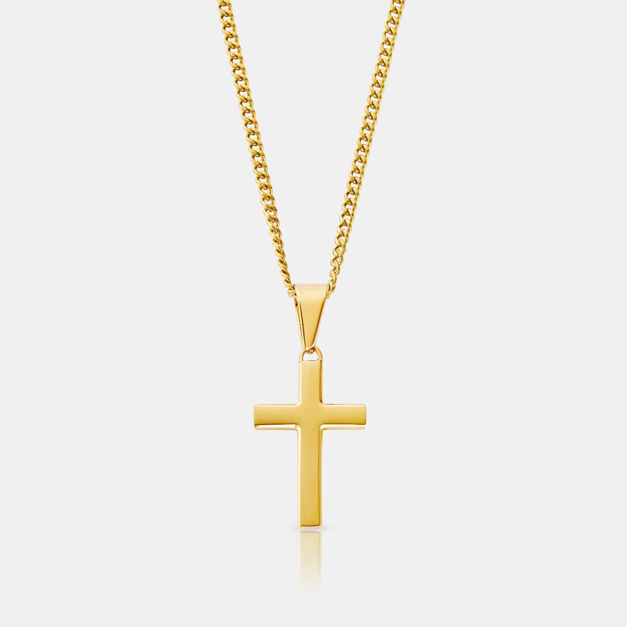 Classic Cross Pendant Necklace (Gold)