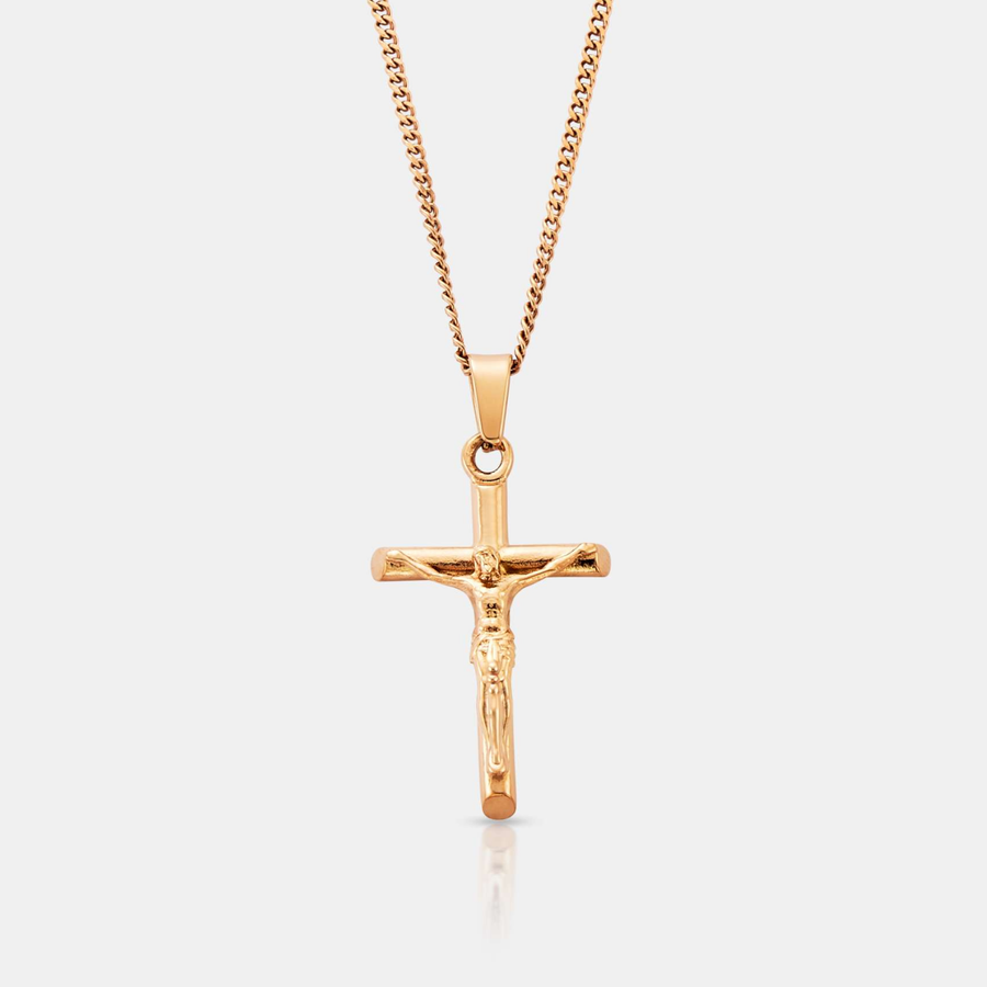 Crucifix Pendant Necklace (Rose Gold)