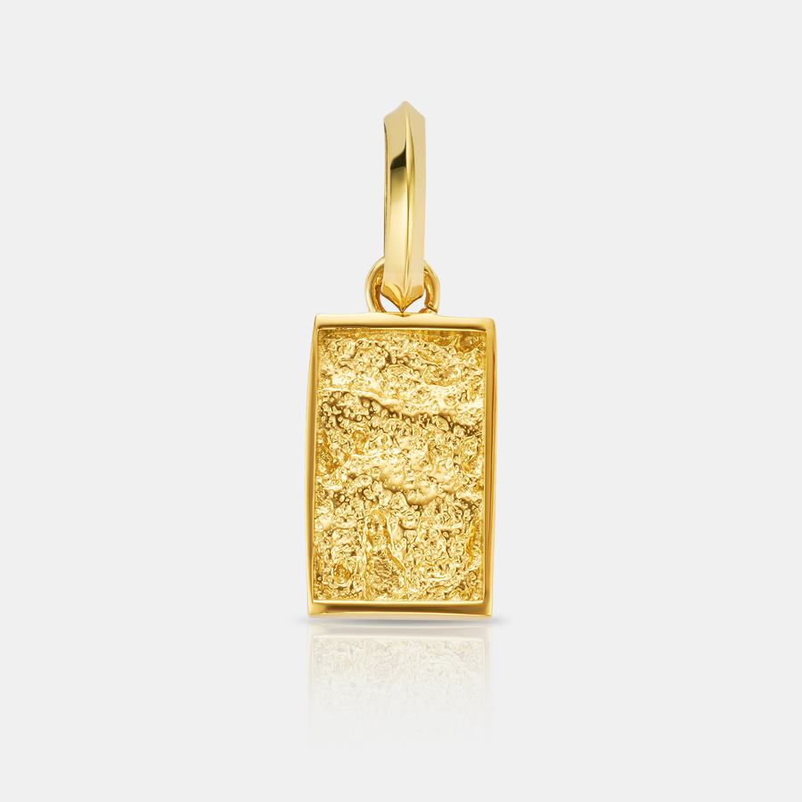 Mini Hammered Rectangle Pendant Necklace (Gold)