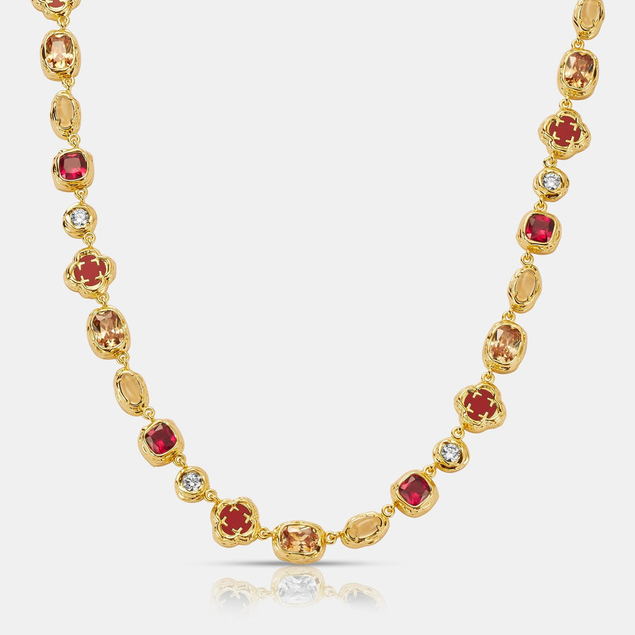 Melted Ruby Gemstone Necklace (Gold)