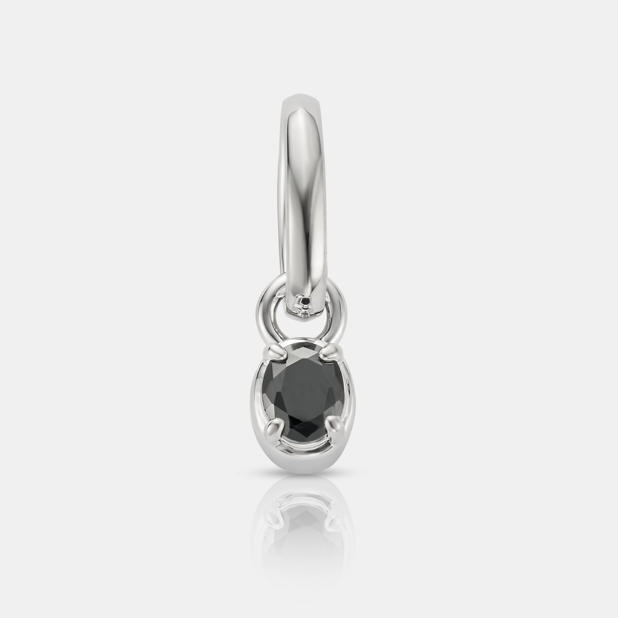 Mini Onyx Oval Pendant Necklace (Silver)