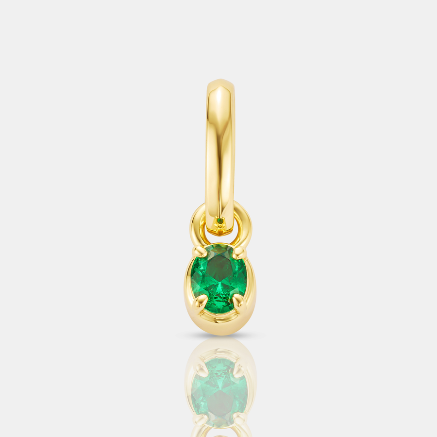 Mini Emerald Oval Pendant Necklace (Gold)