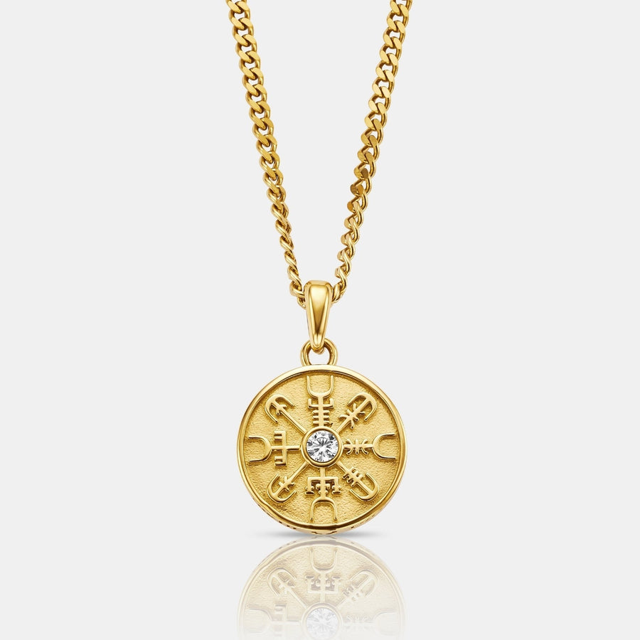 Nordic Compass Pendant Necklace (Gold)
