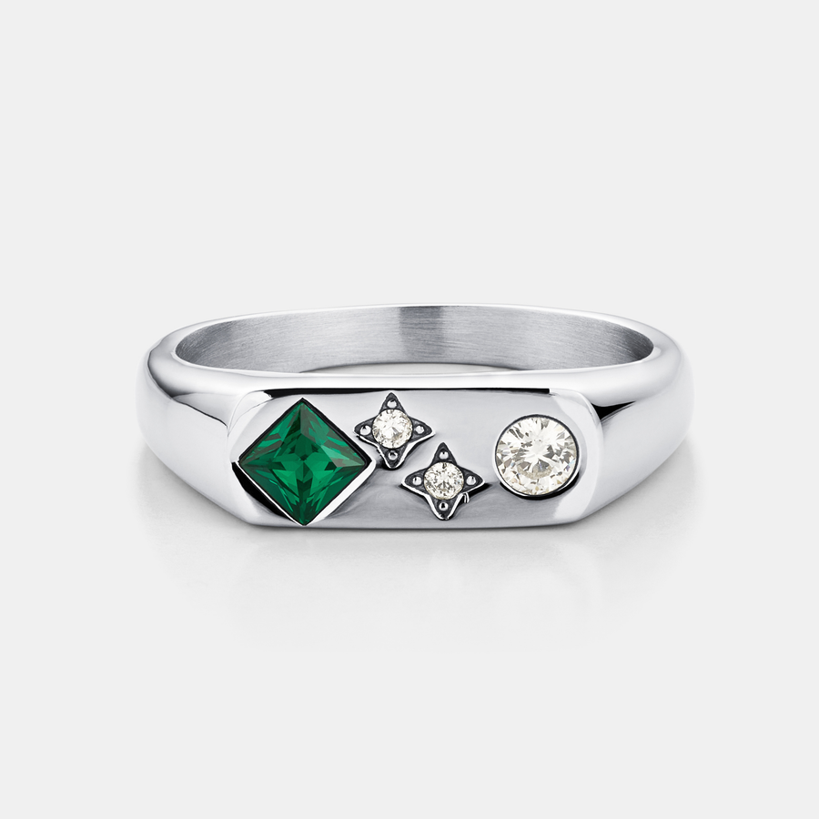 Vintage Stone Signet Ring (Silver)