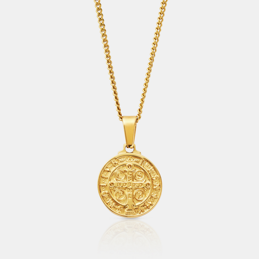 Saint Benedict Pendant Necklace (Gold)