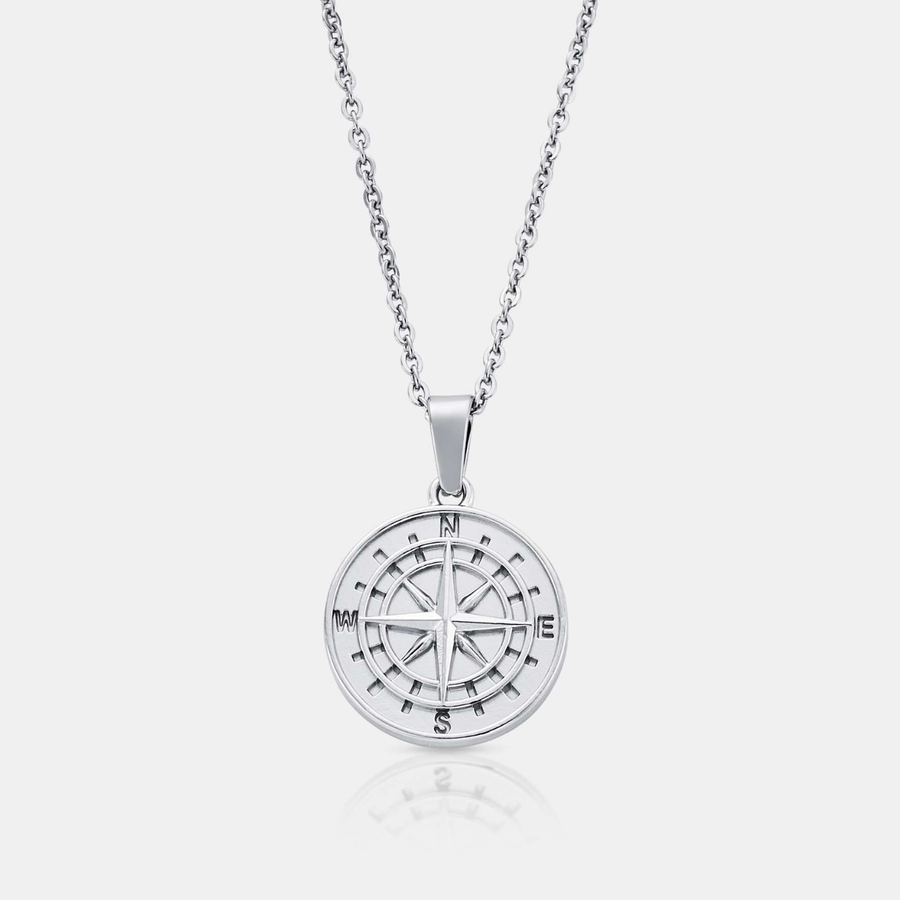 Compass Pendant Necklace (Silver)