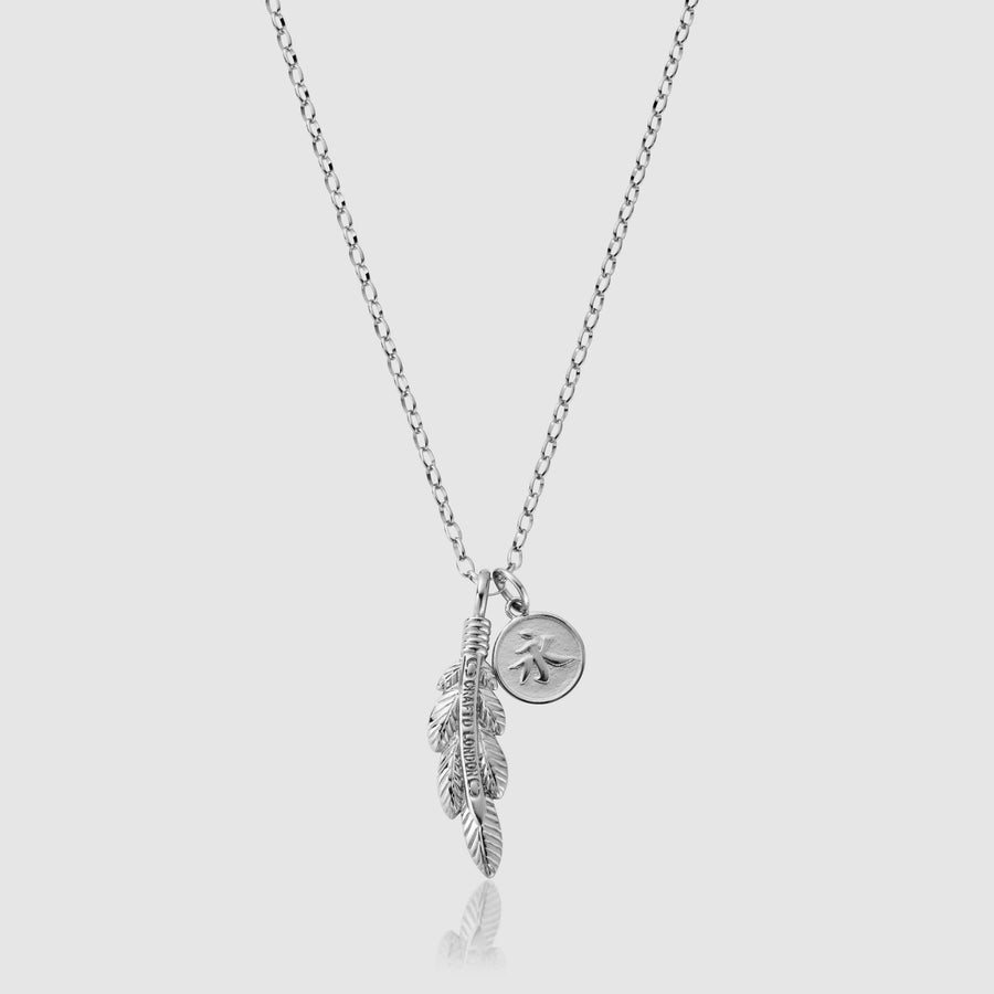 Forever Feather Pendant Necklace (Silver)