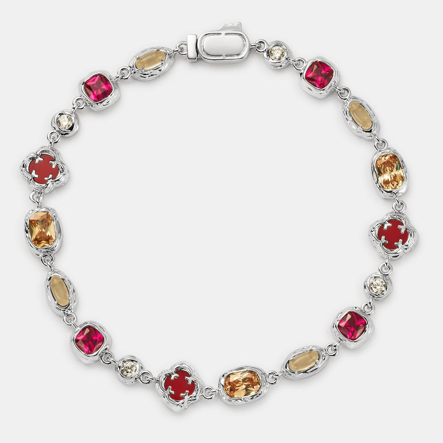 Melted Ruby Gemstone Bracelet (Silver)