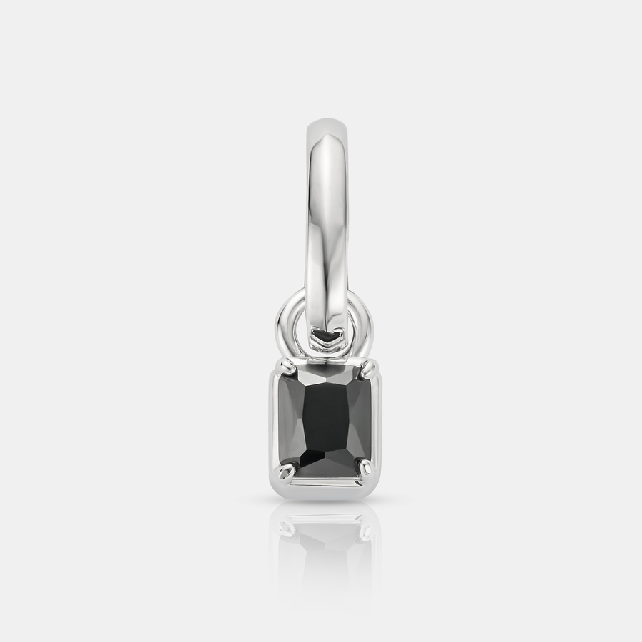 Mini Onyx Rectangle Pendant Necklace (Silver)