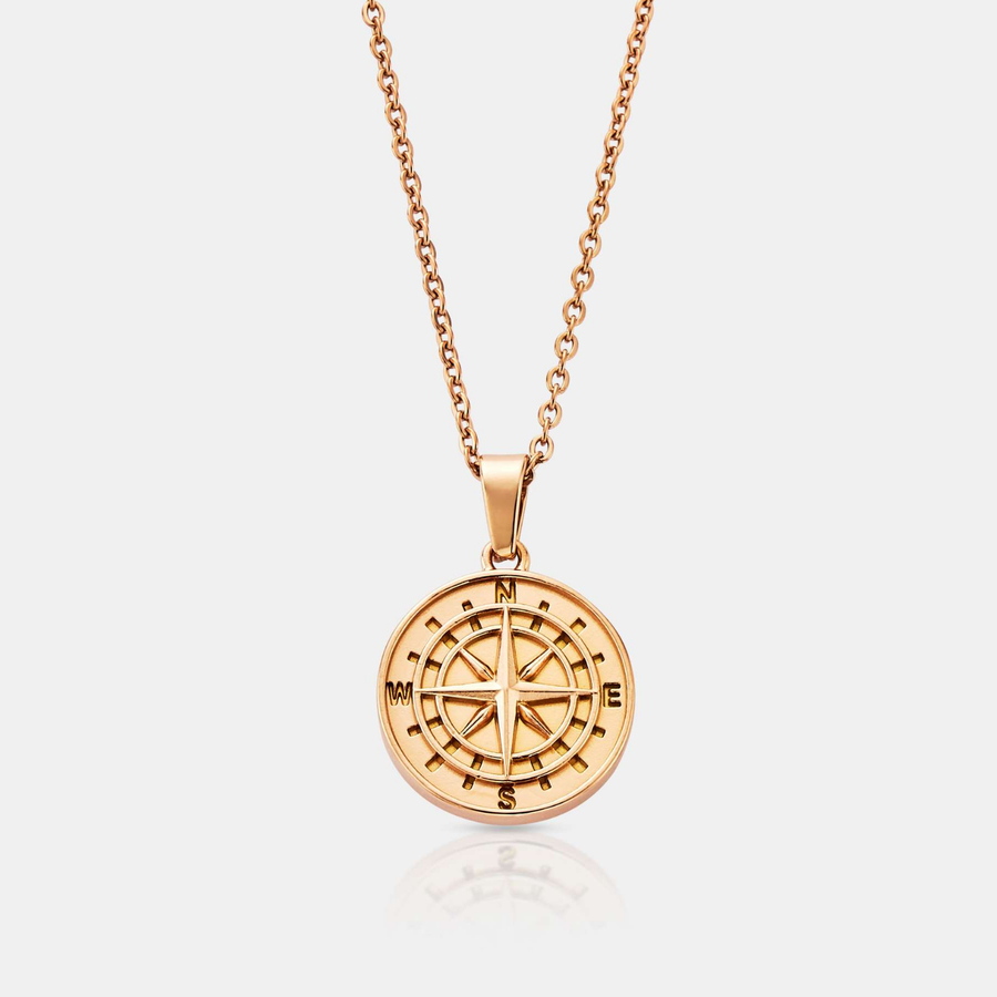 Compass Pendant Necklace (Rose Gold)