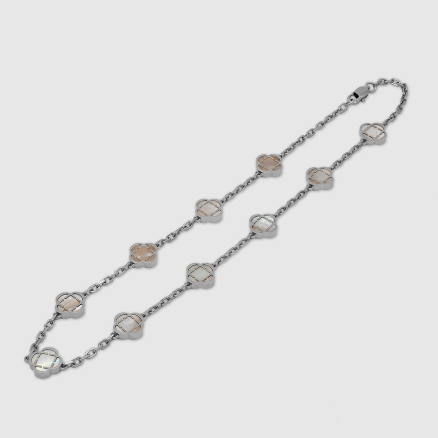 White Clover Stone Necklace (Silver)