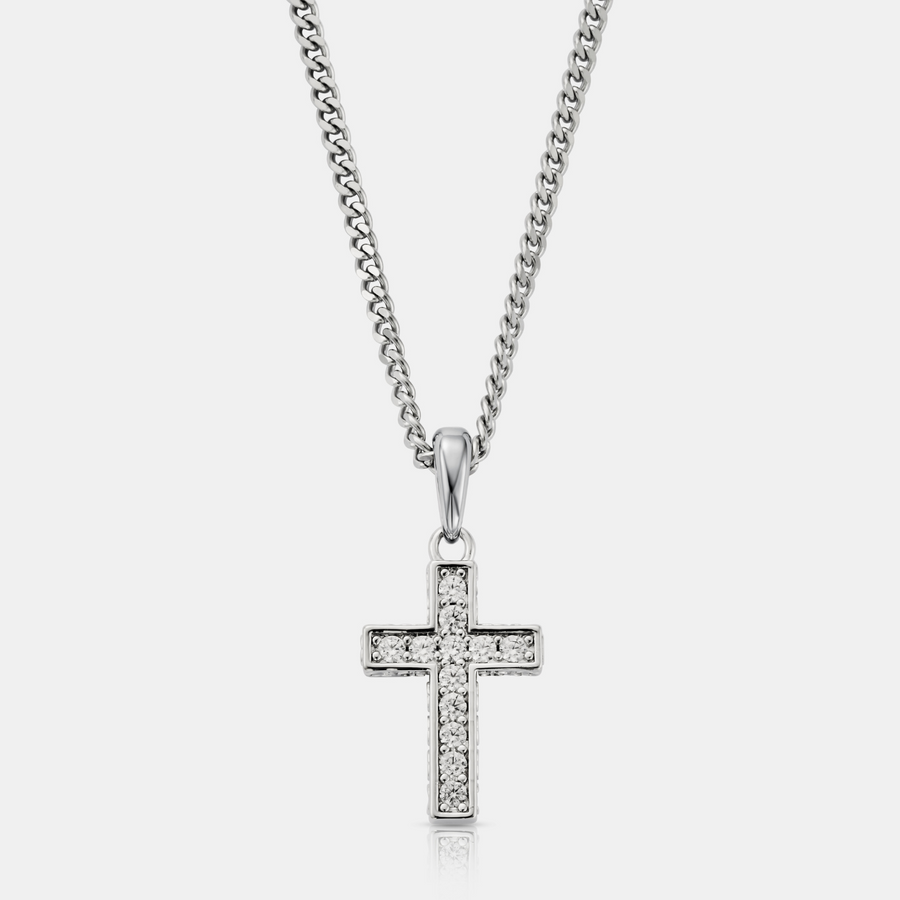 Iced Cross 2.0 Pendant Necklace (Silver)