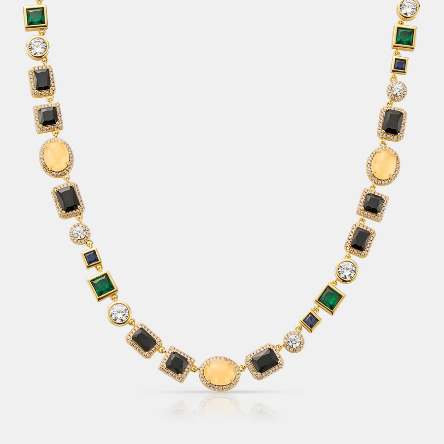 Onyx Gemstone Necklace (Gold)