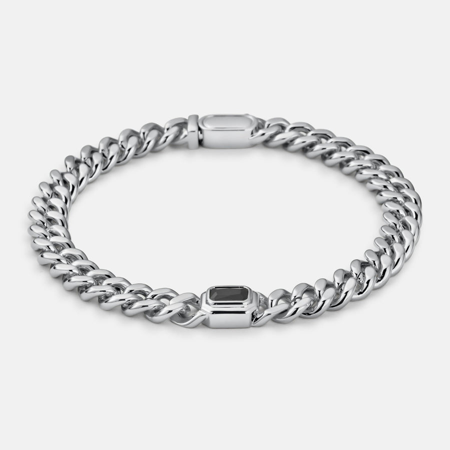 Onyx Cuban Bracelet (Silver) 6mm