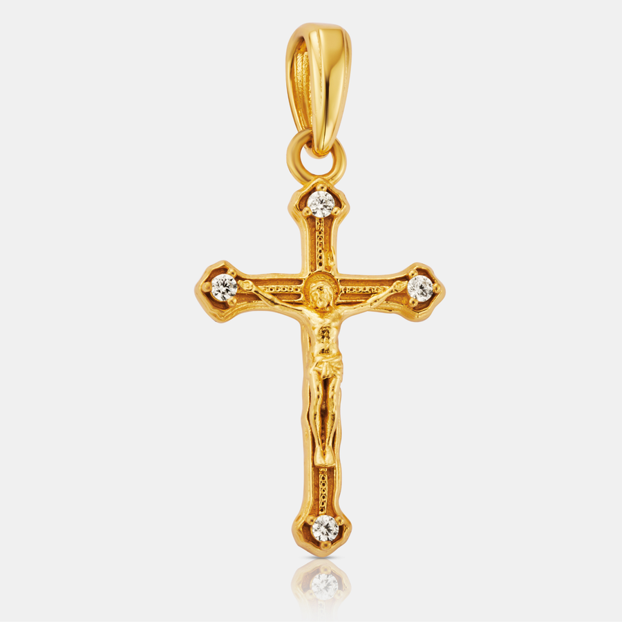 Melted Crucifix Pendant Necklace (18ct Gold) | Sterling Silver