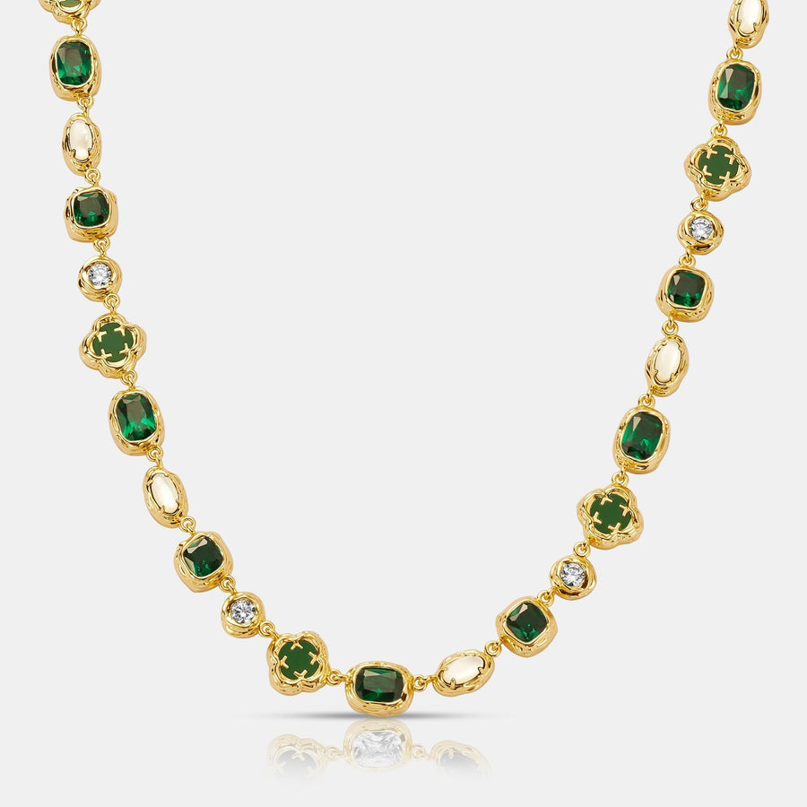 Melted Emerald Gemstone Necklace (Gold)