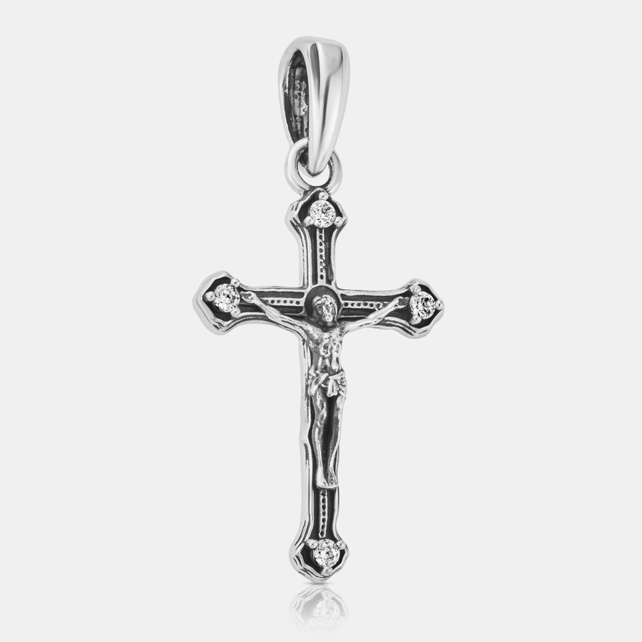Melted Crucifix Pendant Necklace (Silver) | Sterling Silver