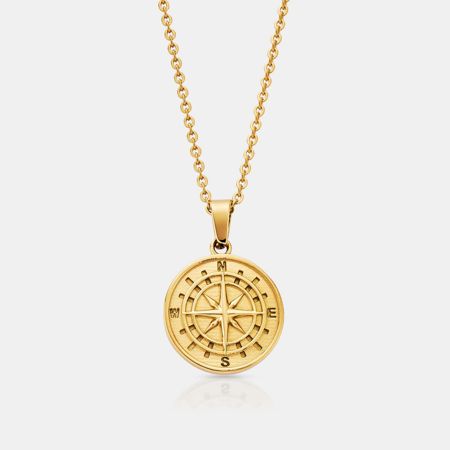 Compass Pendant Necklace (Gold)