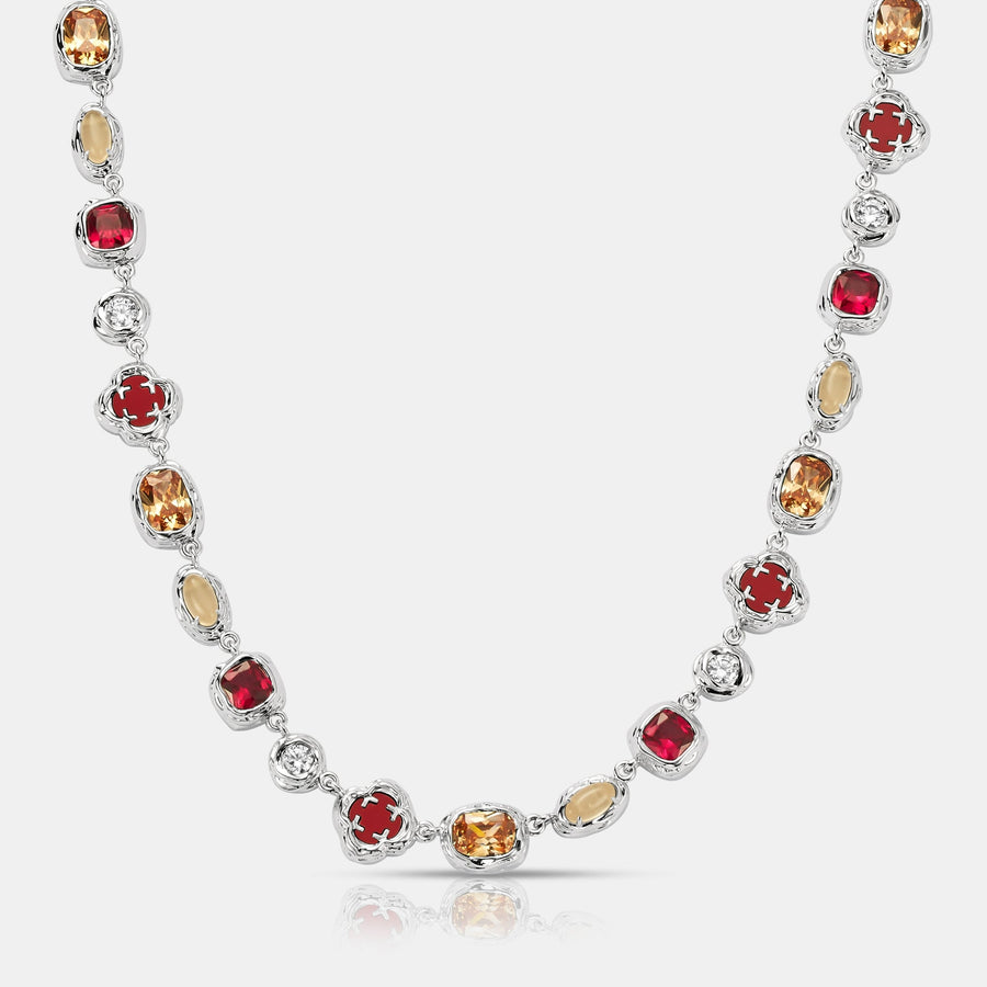 Melted Ruby Gemstone Necklace (Silver)