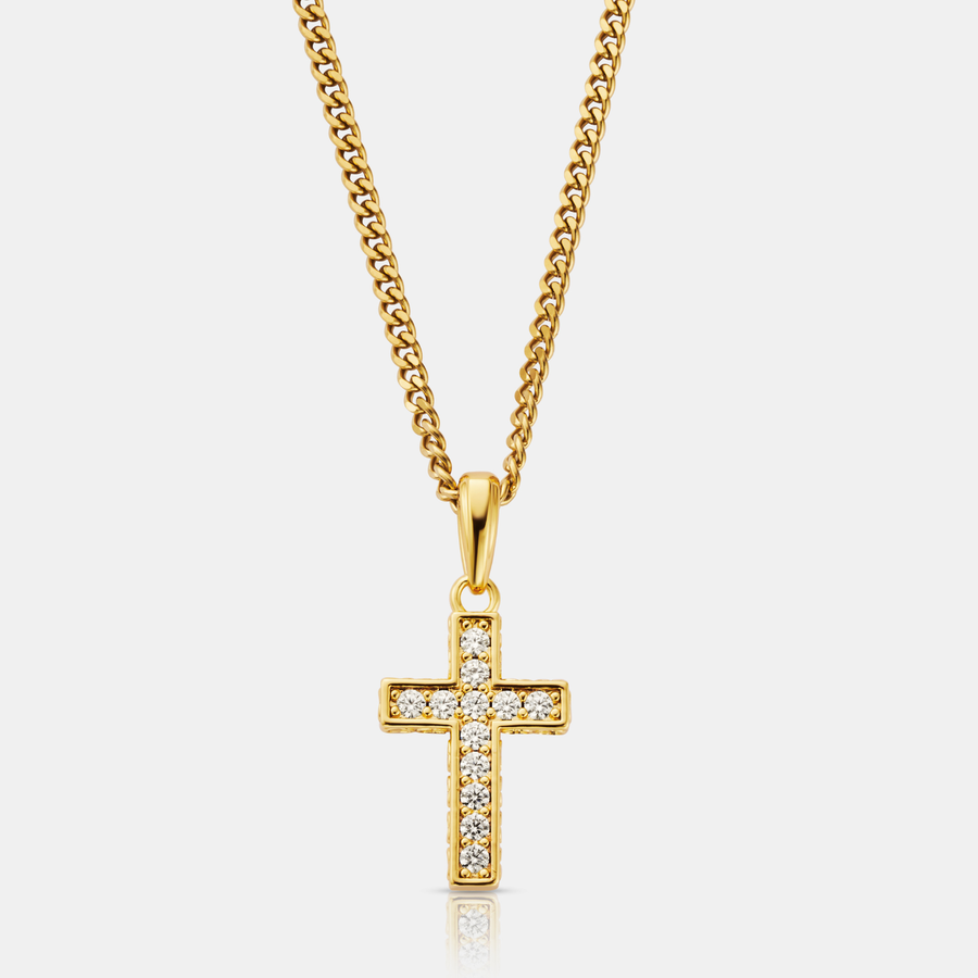 Iced Cross 2.0 Pendant Necklace (Gold)