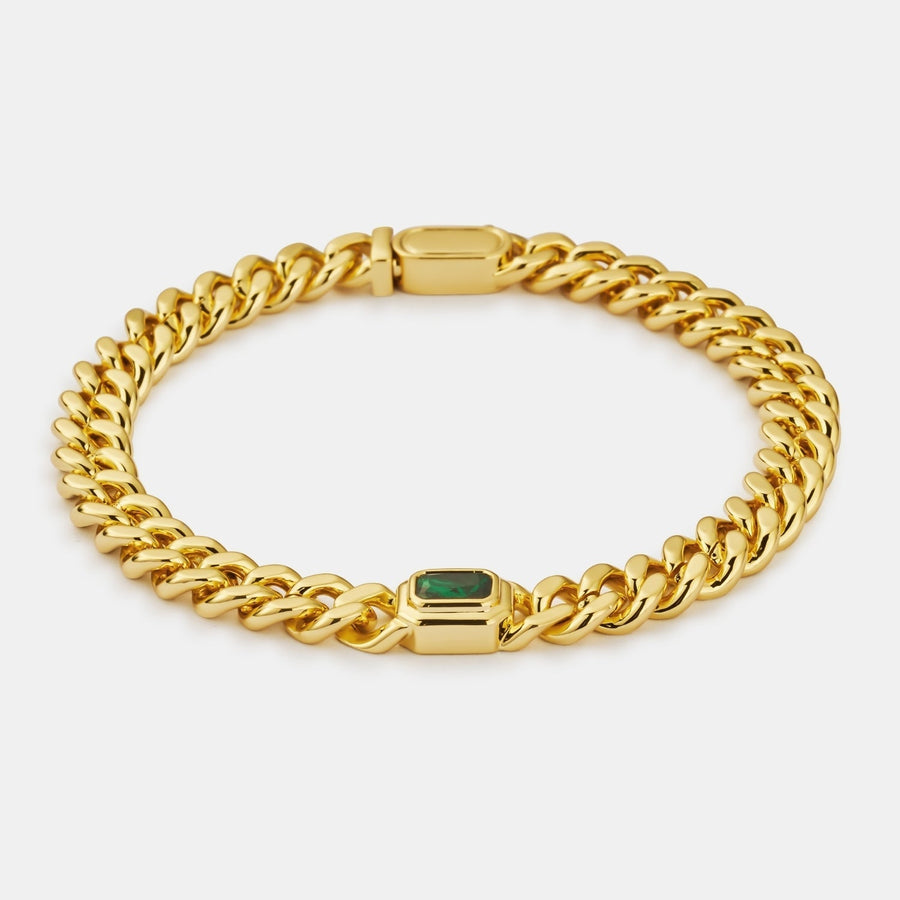 Emerald Cuban Bracelet (Gold) 6mm
