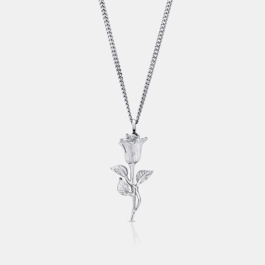 Rose Pendant Necklace (Silver)