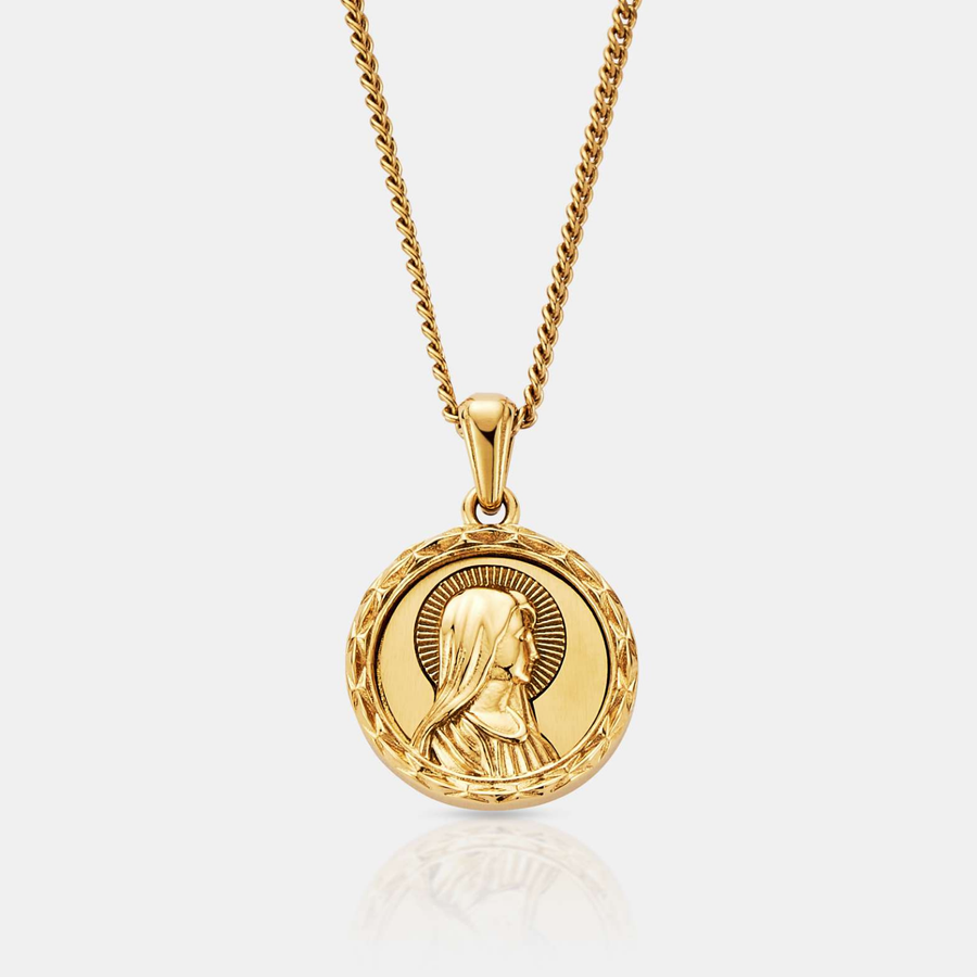 Virgin Mary Pendant Necklace (Gold)