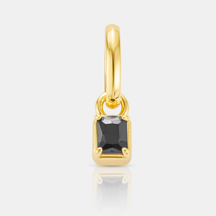 Mini Onyx Rectangle Pendant Necklace (Gold)